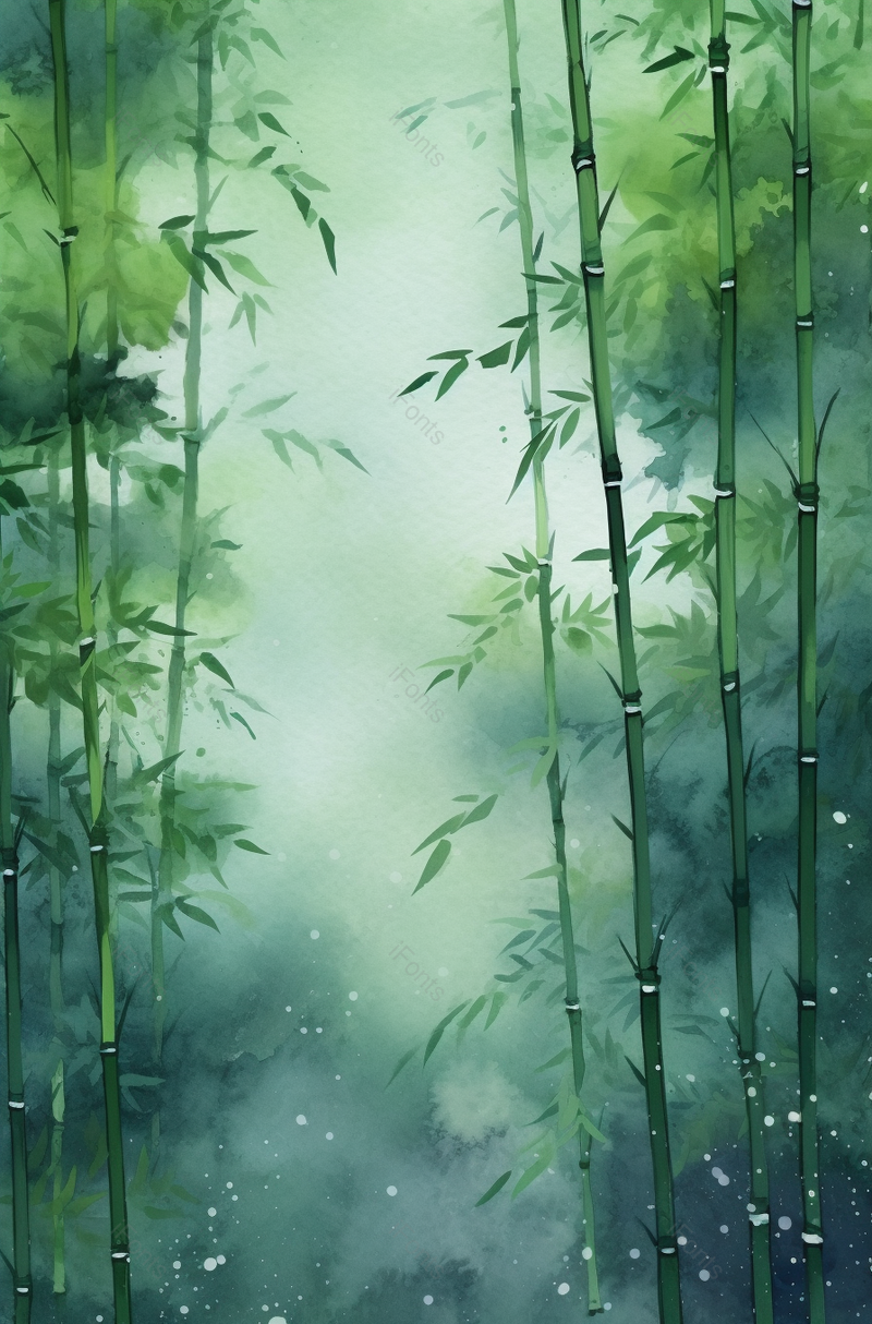 绿色竹林朦胧感雾气背景水墨画,插画/手绘图,插画/手绘图库,插画/手绘图下载,插画/手绘